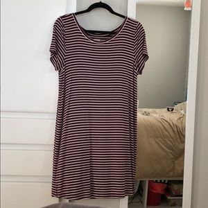 Maroon & White Striped Hollister T-shirt Dress